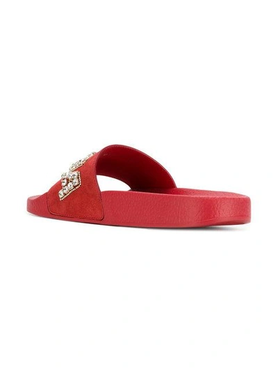 Shop Dsquared2 Crystal Embellished Slides In Red