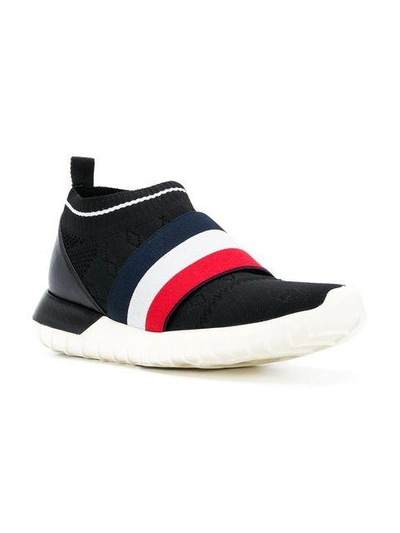 Shop Moncler Logo Slip-on Sneakers In Black