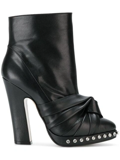 Shop N°21 Nº21 Knotted Bow Ankle Boots - Black