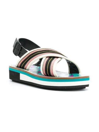 Shop Marni Crossover Strap Sandals - Multicolour