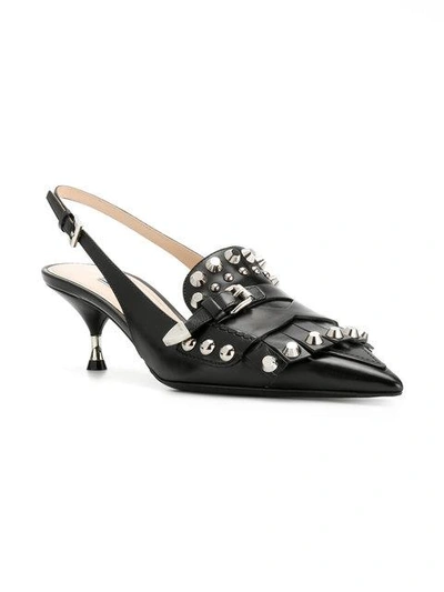 Shop Prada Studded Slingback Pumps In Black