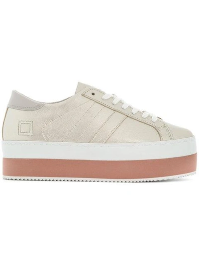 Shop D.a.t.e. Platform Low Top Sneakers In Metallic