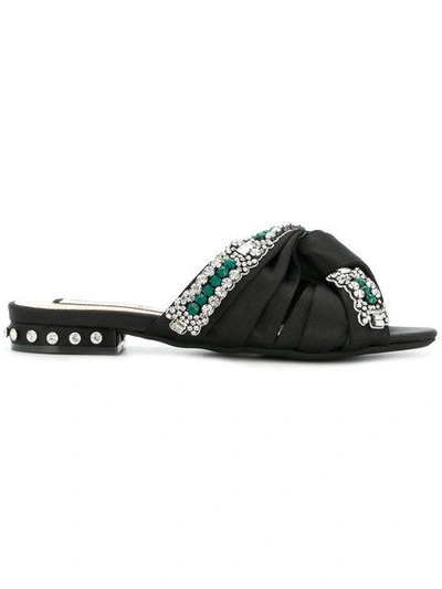 Shop N°21 Jewel Embellished Knot Sandals In Black