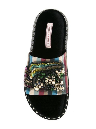 Shop Antonio Marras Striped Embellished Sandals In Multicolour