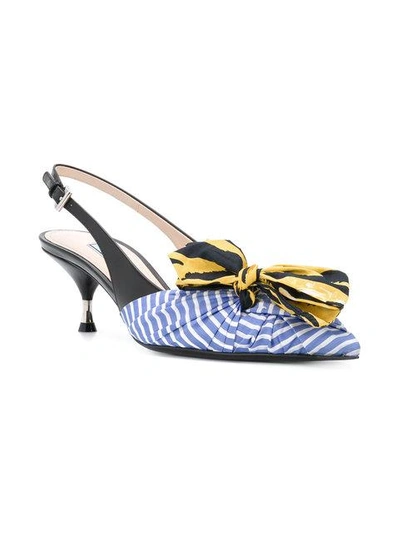 Shop Prada Miss-matched Bow Pumps In Multicolour