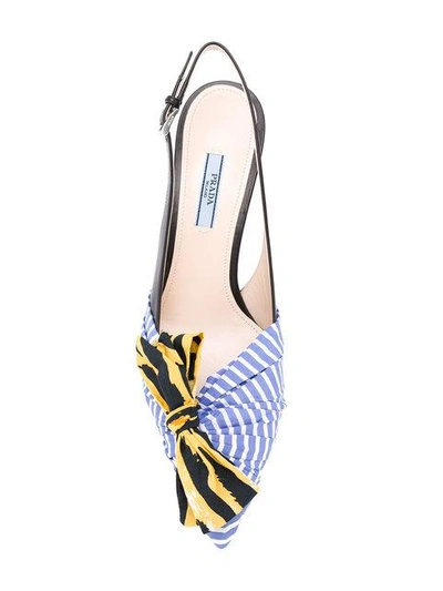 Shop Prada Miss-matched Bow Pumps In Multicolour