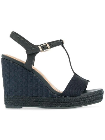 Shop Tommy Hilfiger T-strap Wedge Sandals - Blue