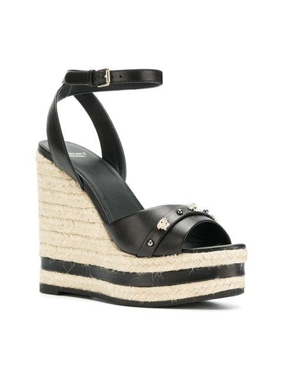 Shop Versace Wedge-sandalen Mit Medusa-nieten In Black