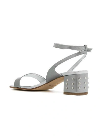 Shop Tod's Strappy Block Heel Sandals In Metallic