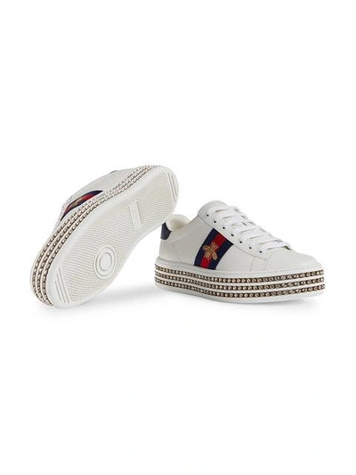 Shop Gucci Ace Sneakers With Crystals In White