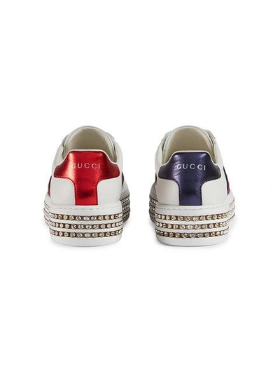 Shop Gucci Ace Sneakers With Crystals In White