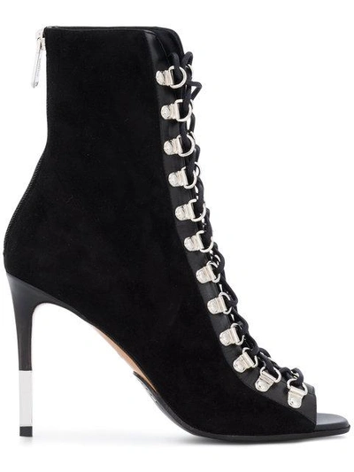 Shop Balmain Open-toe Ankle Boots - Black