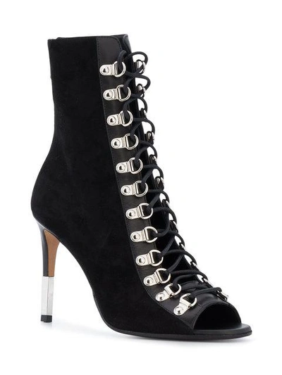 Shop Balmain Open-toe Ankle Boots - Black