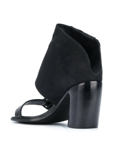 Shop Ann Demeulemeester Embroidered Block Heel Sandals - Black