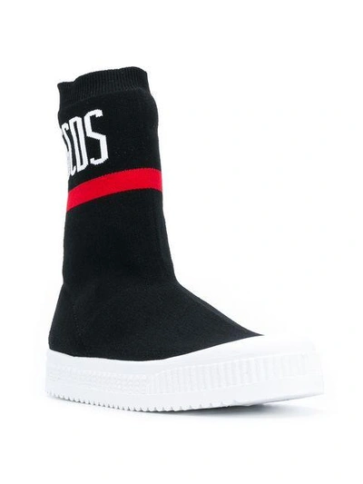 Shop Gcds Logo Sock Hi-top Sneakers - Black