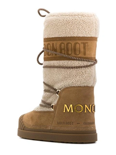 Shop Moncler Moon Boots In Beige