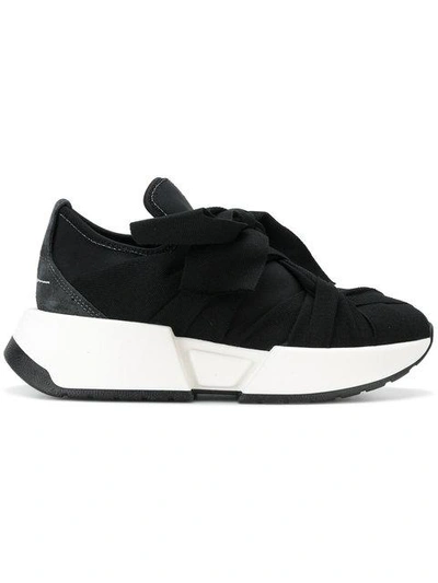 Shop Mm6 Maison Margiela Bandaged Platform Sneakers In 965 Black/dark Gray