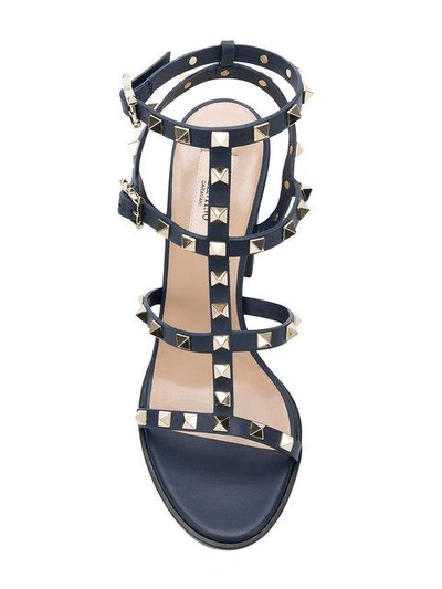 Shop Valentino Garavani Rockstud Block Heel Sandals In Blue