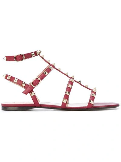 Shop Valentino Garavani Rockstud Sandals In Red