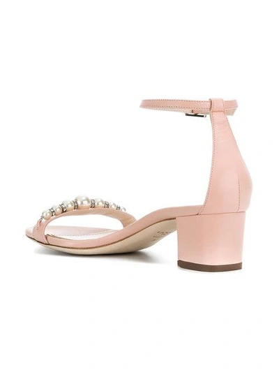 Shop Lanvin Rhinestone Pearl Embellished Sandals In Neutrals