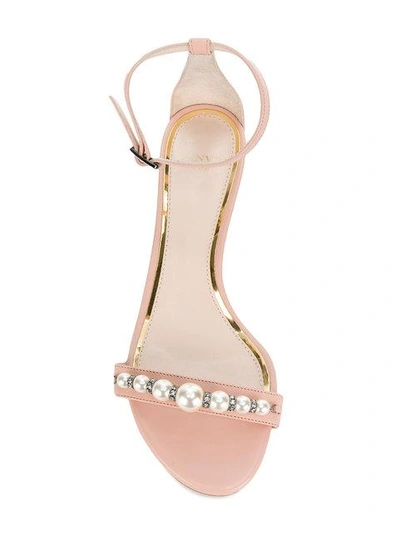 Shop Lanvin Rhinestone Pearl Embellished Sandals In Neutrals