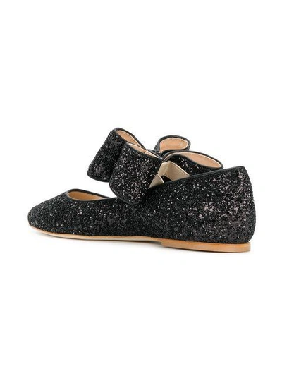 Shop Polly Plume Bonnie Bow Ballerinas In Black