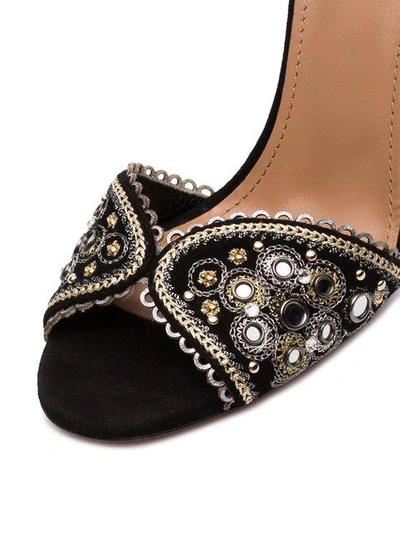 Shop Aquazzura Black Jaipur 75 Suede Sandals