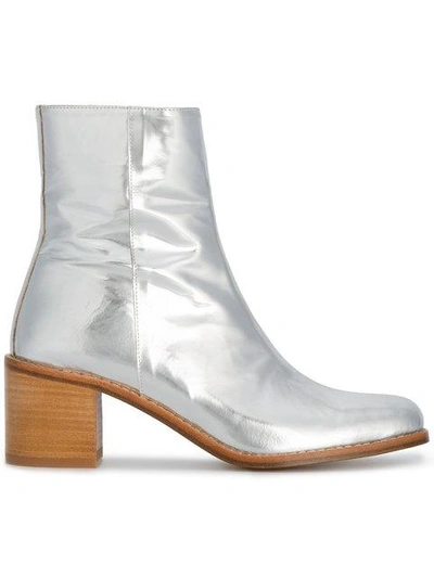 Shop Maryam Nassir Zadeh Silver Patent Leather Fiorenza 60 Boots - Metallic