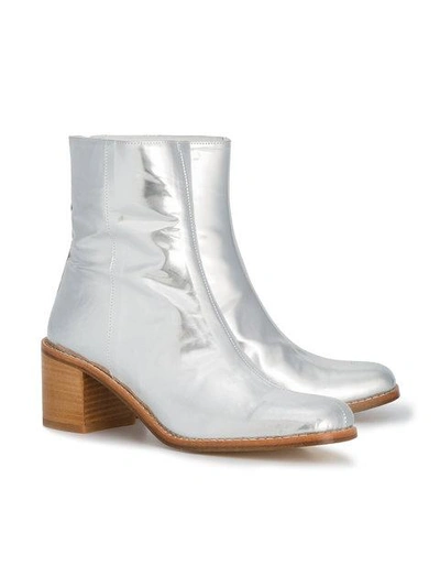 Shop Maryam Nassir Zadeh Silver Patent Leather Fiorenza 60 Boots - Metallic