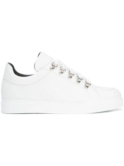 Shop Balmain Embossed Low-top Sneakers In White
