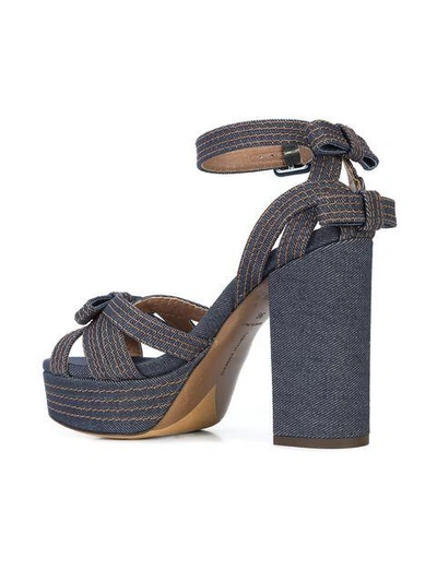 Shop Tabitha Simmons Platform Bow Sandals In Blue