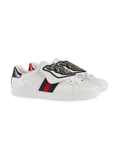 Shop Gucci Ace Sneakers With Removable Patches In White