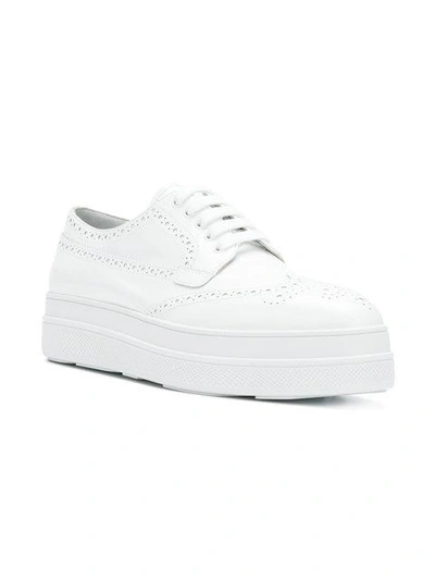 Shop Prada Platform Brogue Sneakers - White