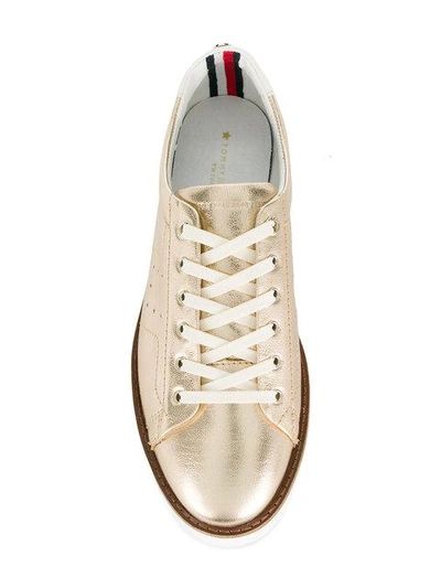 Shop Tommy Hilfiger Metallic Flatform Sneakers In Mekong