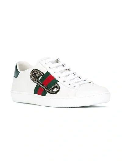 Shop Gucci Gg Vintage Web Safety Pin Sneakers - Farfetch In White