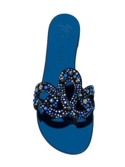 Shop Giuseppe Zanotti Crystal Embellished Sandals In Metallic