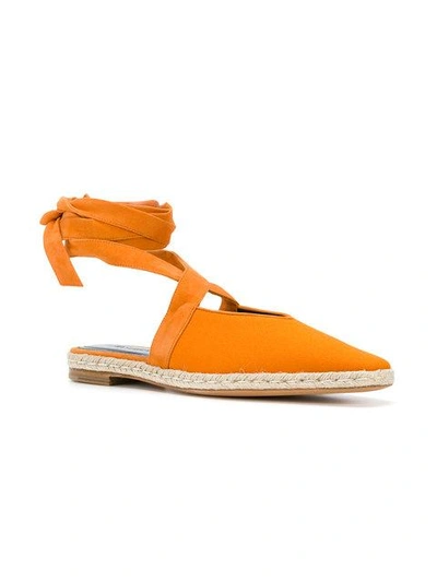 Jw Anderson Suede-trimmed Lace-up Espadrilles In Orange
