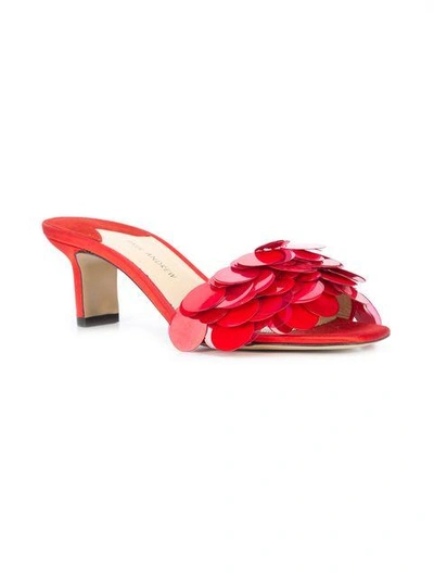 Shop Paul Andrew Sequin Front Heeled Sandals In Red