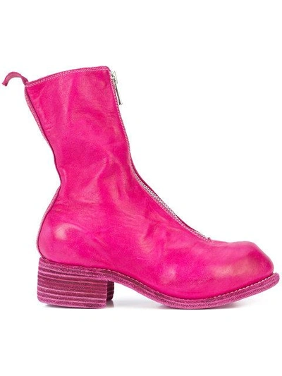 Shop Guidi Zip Up Low Calf Boots In Pink