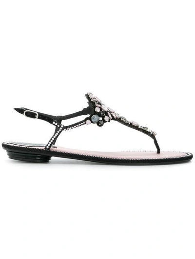 Shop René Caovilla Crystal Embellished Sandals In Black
