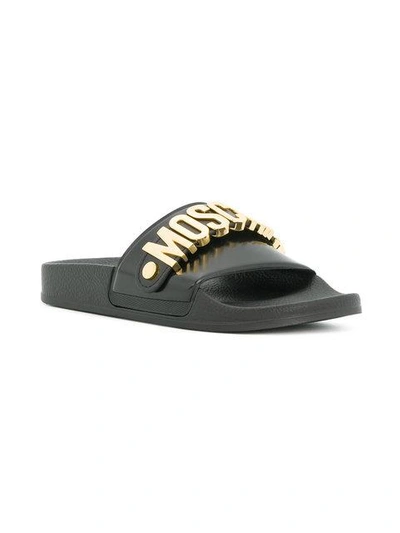 Moschino Pvc Sandal Slide With Lettering Logo