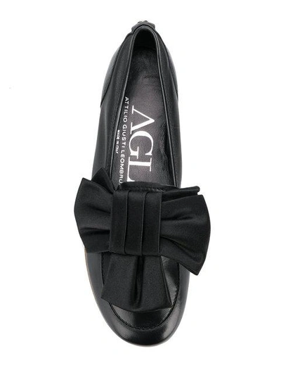 Shop Agl Attilio Giusti Leombruni Bow Embellished Loafers In Black