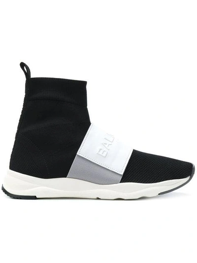 Shop Balmain Logo Sock Sneakers