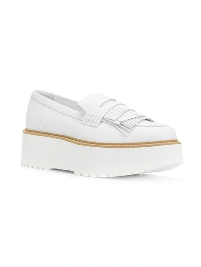 Shop Hogan Platform Fringed Loafers In White