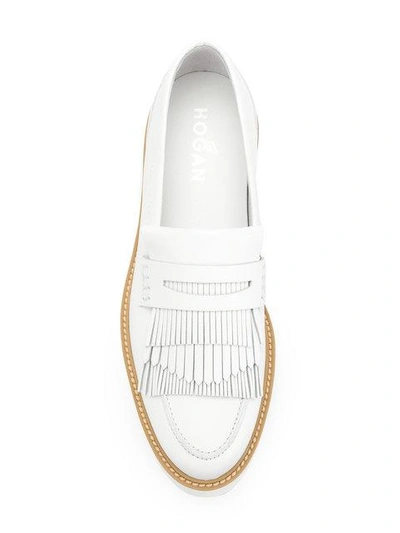 Shop Hogan Platform Fringed Loafers In White