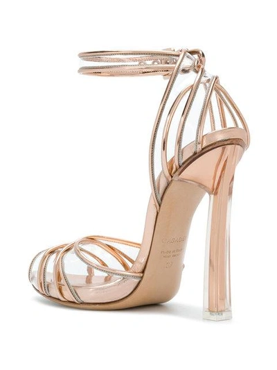 Shop Casadei Peep Toe Sandals In Metallic