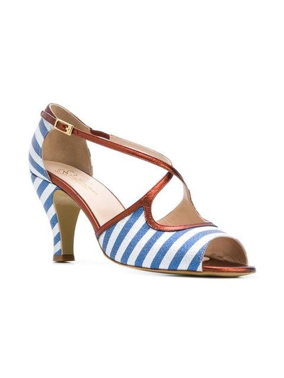 Shop Lenora Striped Open-toe Sandals - Blue