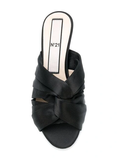 Shop N°21 Nº21 Knot Front Kitten Heel Slippers - Black