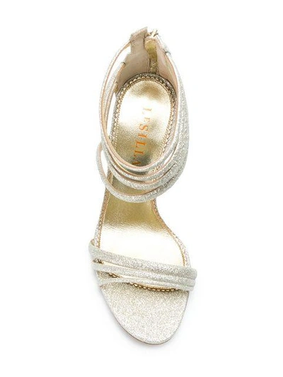 Shop Le Silla Glitter 900mm Heel Strappy Sandals In Metallic