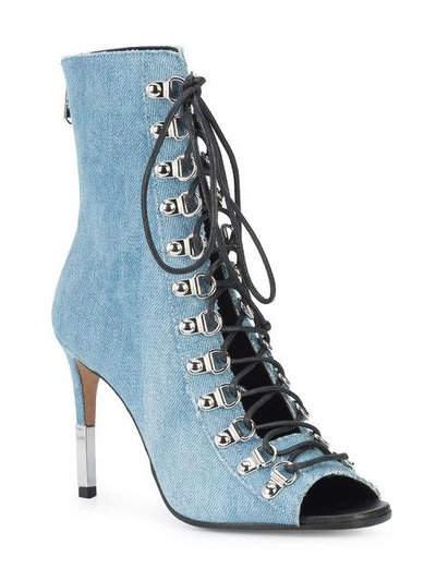 Shop Balmain Open Toe Lace In Blue